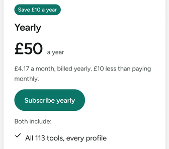 The Yearly pricing card Claude built on the canvas: the file’s Button and Pill placed as instances, with the includes list under them.